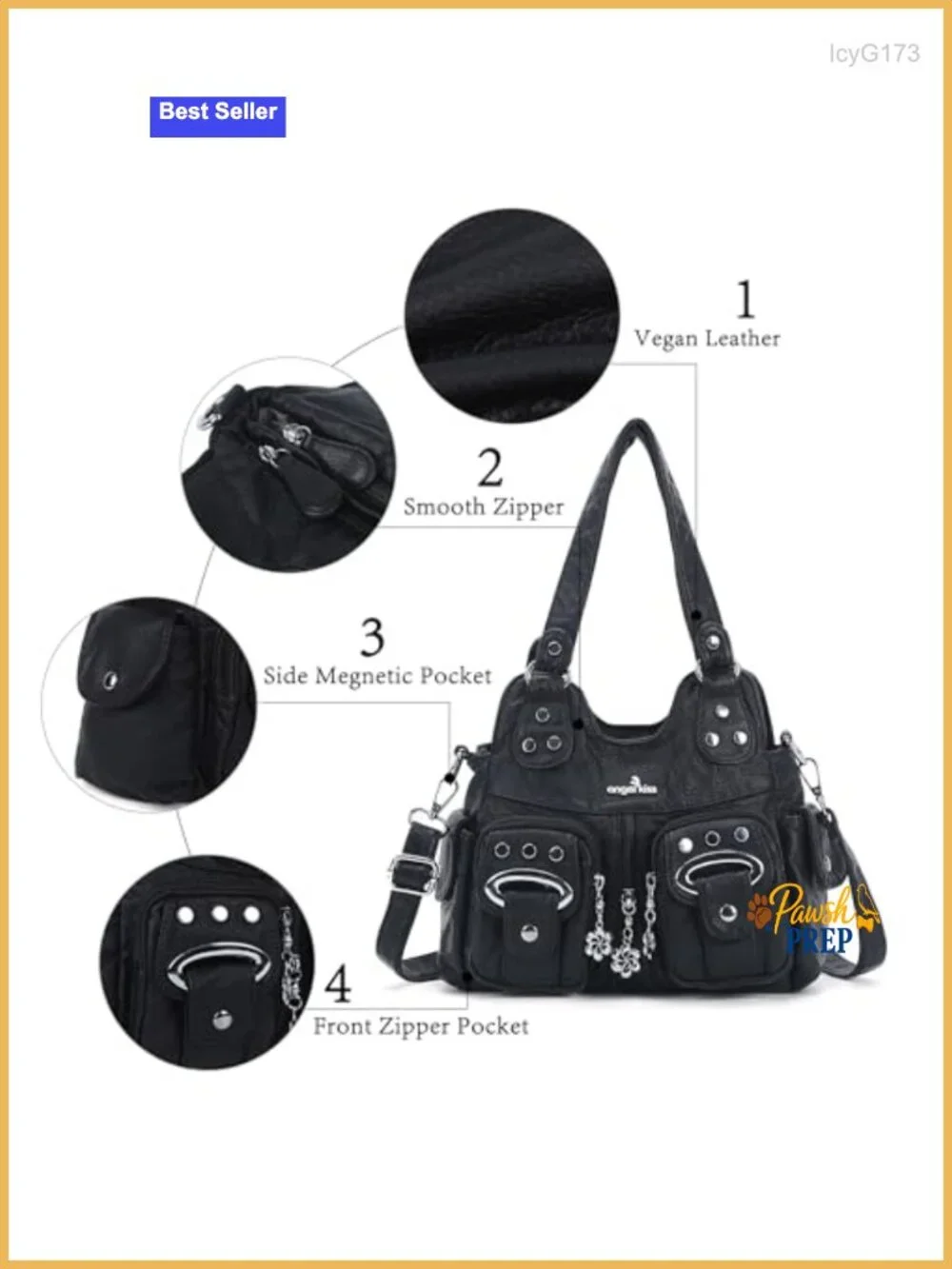 Vegan Leather Hobo Bag Multi-Pocket Crossbody Adjustable Strap